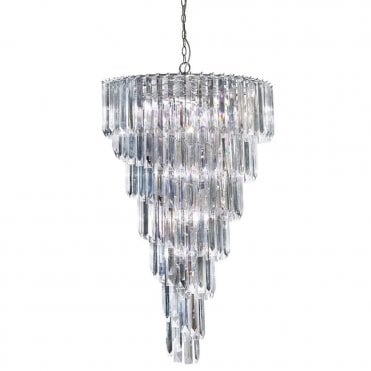 SIGMA 9 LIGHT CHROME CHANDELIER with CRYSTAL PRISMS
