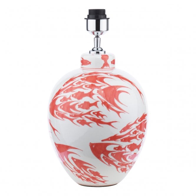 SIMONE Ceramic Table Lamp | Coral & White Fish Pattern Base Only