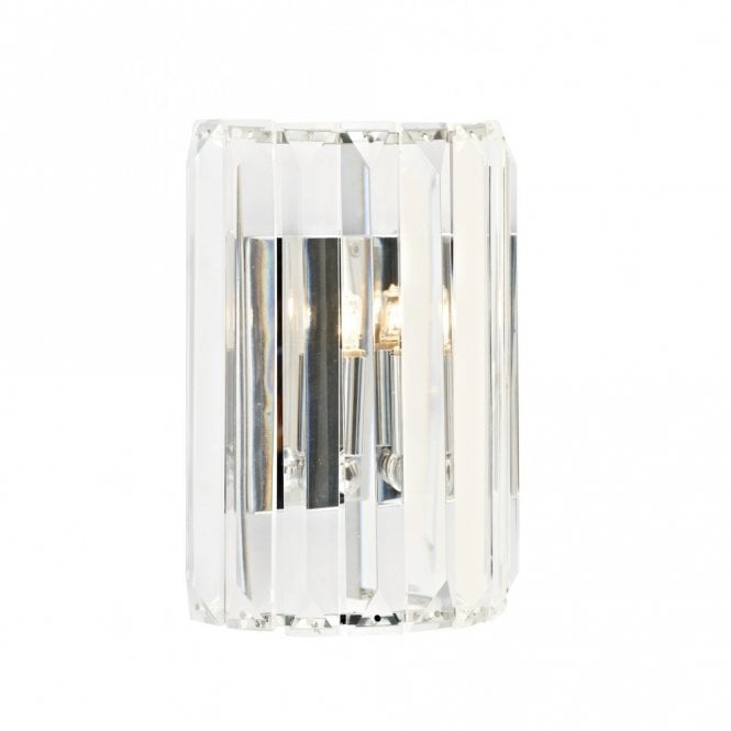 SKETCH - Curved Halogen Wall Panel Light With Crystal Glass Rods , Switched