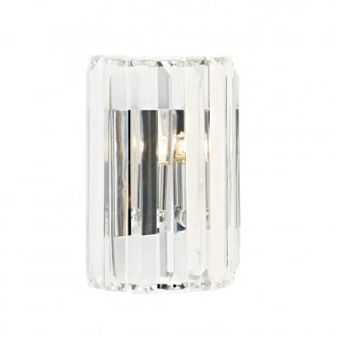 SKETCH - Curved Halogen Wall Panel Light With Crystal Glass Rods , Switched