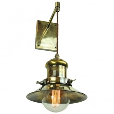 SMALL - Edison Adjustable Height Wall Light Antique Brass C/W Lb3 Bulbs