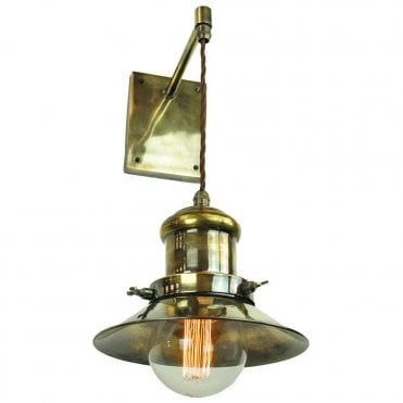 SMALL - Edison Adjustable Height Wall Light Antique Brass C/W Lb3 Bulbs