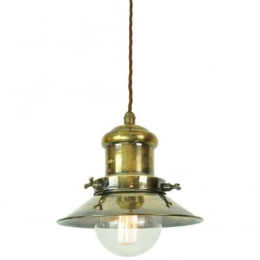 SMALL - Edison Ceiling Pendant Antique Brass C/W Lb3 Bulbs