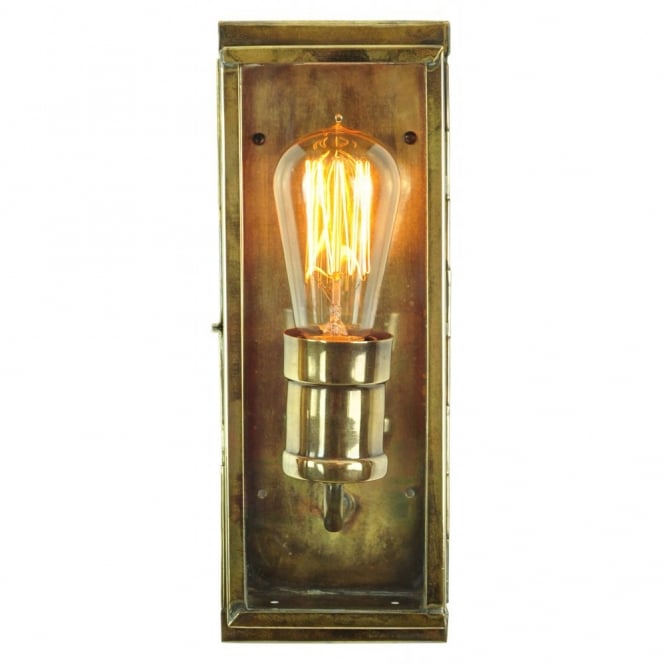 SMALL - Engineer Wall Lantern Antique Brass C/W Lb2 Bulb