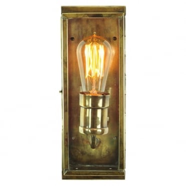 SMALL - Engineer Wall Lantern Antique Brass C/W Lb2 Bulb