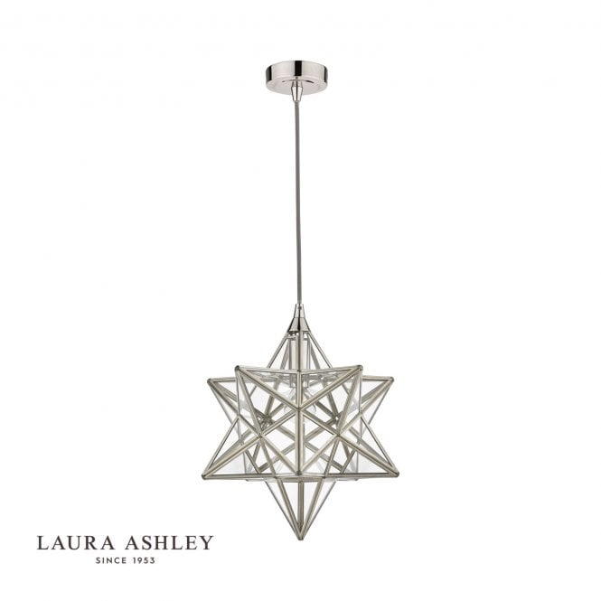 Small Star Ceiling Pendant - Polished Silver & Glass
