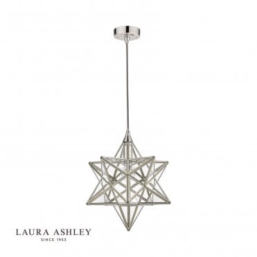 Small Star Ceiling Pendant - Polished Silver & Glass