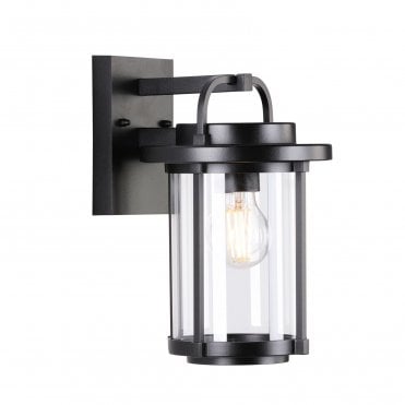 black lantern style outdoor wall light
