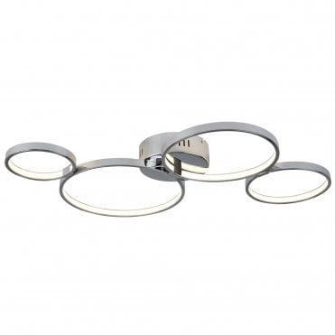 SOLEXA 4 Ring LED Ceiling Flush Chrome