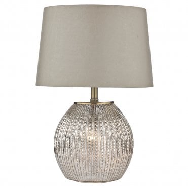 SONIA Antique Silver Glass Table Lamp With Shade (Dual Light)