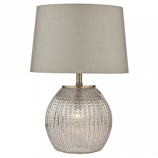 SONIA Antique Silver Glass Table Lamp With Shade (Dual Light)