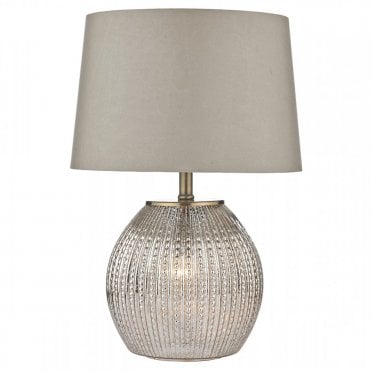SONIA Antique Silver Glass Table Lamp With Shade (Dual Light)
