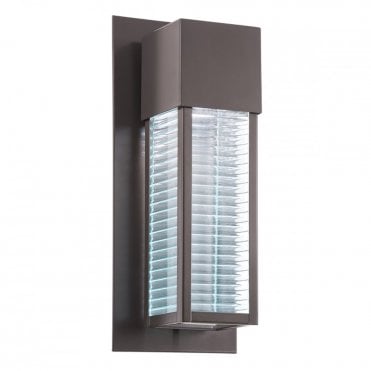 SOREL LED Exterior Wall Light Bronze Ribbed Glass Shade