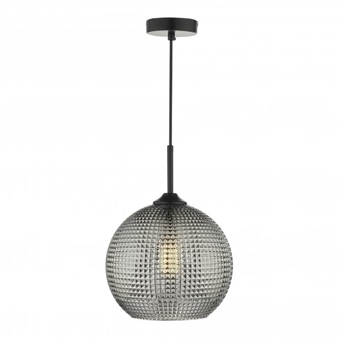 SOREN Ceiling Pendant Black And Smoked Diamond Textured Glass