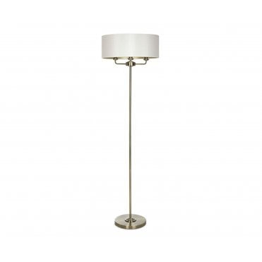 SORRENTO 3 Light Floor Lamp in Antique Brass with Ivory Shade
