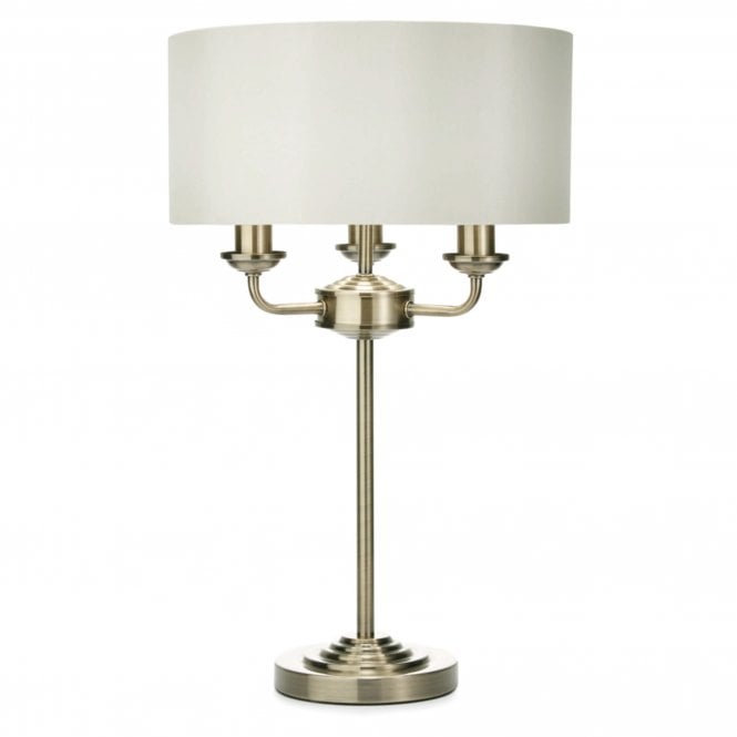 SORRENTO 3 Light Table Lamp Antique Brass with Shade