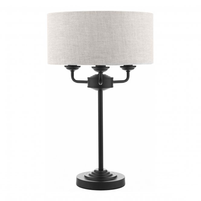 Sorrento Matt Black Table Lamp with Natural Linen Shade