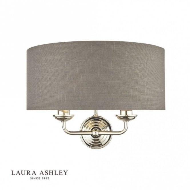 SORRENTO Polished Nickel 2 Light Wall Light with Charcoal Shade
