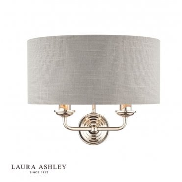 SORRENTO Polished Nickel 2 Light Wall Light with Silver Shade