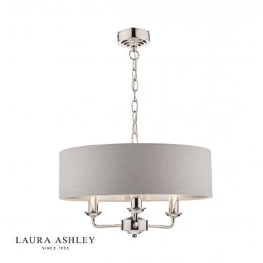 SORRENTO Polished Nickel 3 Light Armed Fitting Ceiling Light with Silver Shade