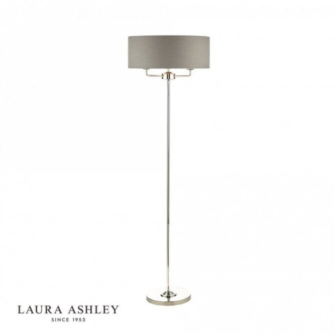 SORRENTO Polished Nickel 3 Light Floor Lamp with Charcoal Shade
