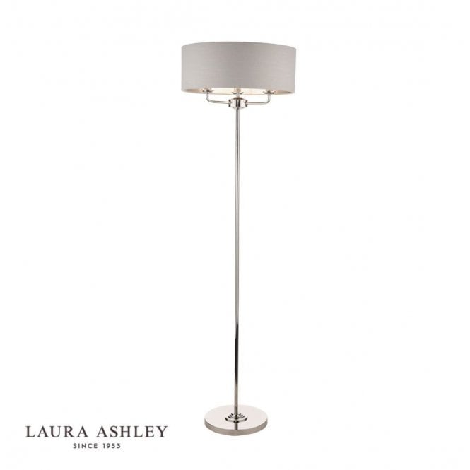 SORRENTO Polished Nickel 3 Light Floor Lamp with Silver Shade