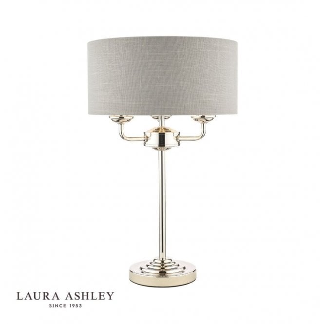 SORRENTO Polished Nickel 3 Light Table Lamp with Silver Shade