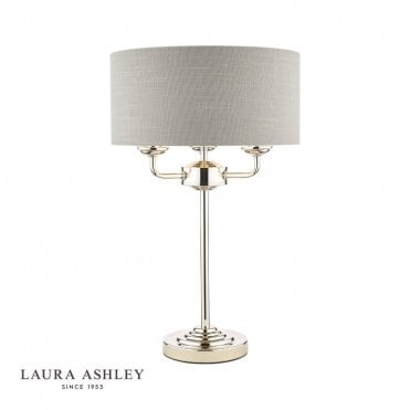 SORRENTO Polished Nickel 3 Light Table Lamp with Silver Shade