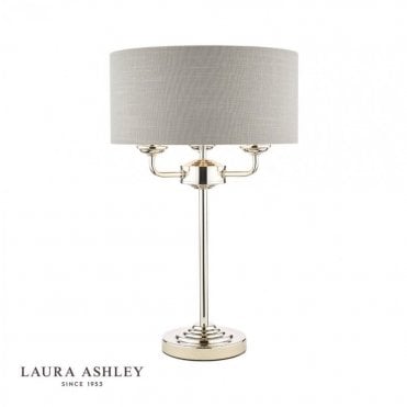 SORRENTO Polished Nickel 3 Light Table Lamp with Silver Shade