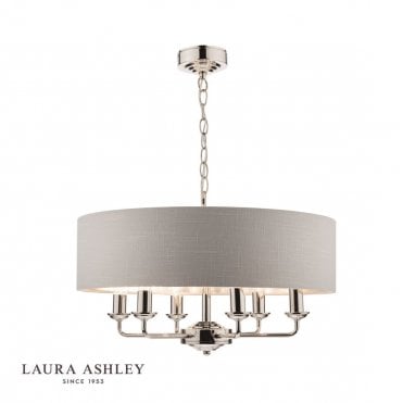 SORRENTO Polished Nickel 6 Light Armed Fitting Ceiling Light with Silver Shade