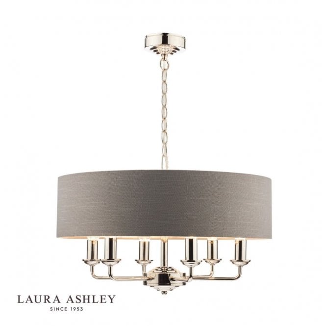 SORRENTO Polished Nickel 6 Light Pendant with Charcoal Shade