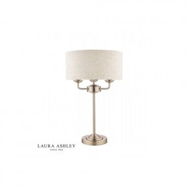 SORRENTO Satin Nickel 3 Light Table Lamp | Natural Shade