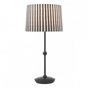 Sosa matte black table lamp with black cotton mix tapered drum shade by The Lighting Book