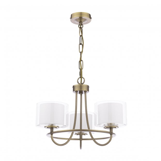 Southwell 3 Arm Ceiling Pendant - Antique Brass & Opal Glass