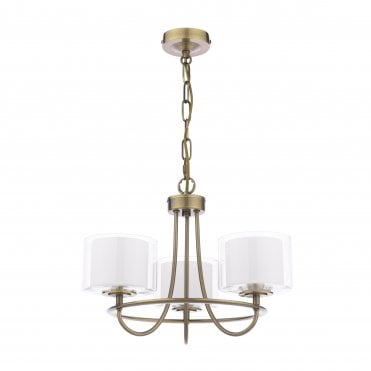 Southwell 3 Arm Ceiling Pendant - Antique Brass & Opal Glass