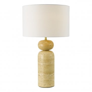 A contemporary, neutral stone table lamp base