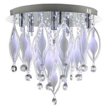 Remote Control LED 6 Light Flush Ceiling Ceiling Chrome