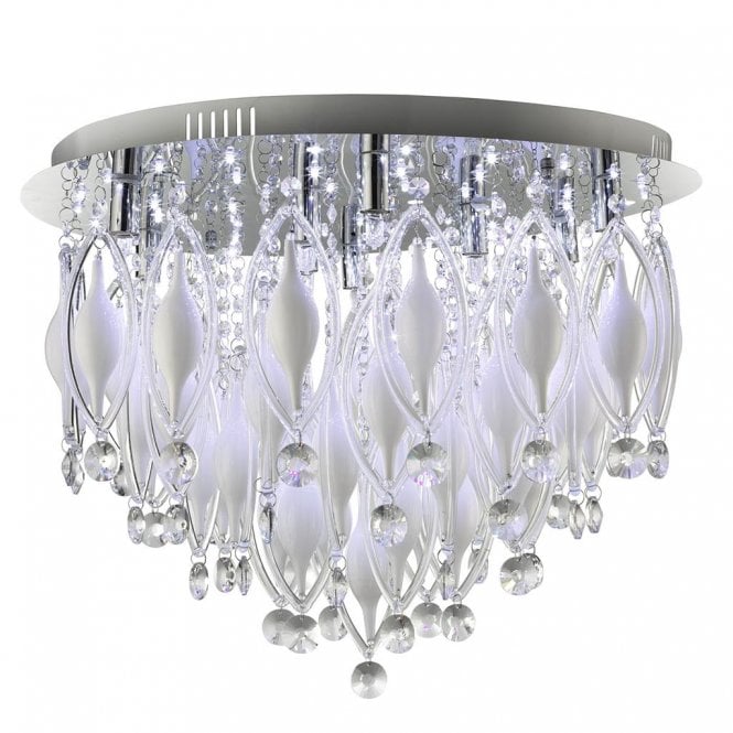 SPINDLE - Remote Control LED 9 Light Flush Ceiling Ceiling Chrome