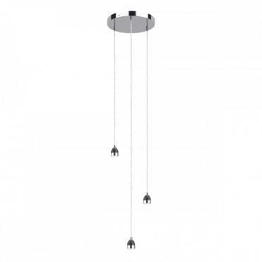 SPL 3 Light Cluster Ceiling Pendant - Polished Chrome (Integral LED)
