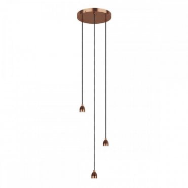 SPL 3 Light Cluster Ceiling Pendant - Satin Copper (Integral LED)
