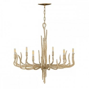 SPYRE 6 Light Ceiling Chandelier Champagne Gold Hand Hammered Organic Arms