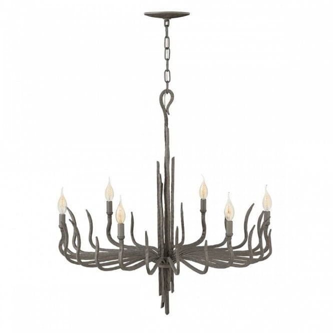 SPYRE 6 Light Chandelier Metallic Matte Bronze Hand Hammered Organic Arms