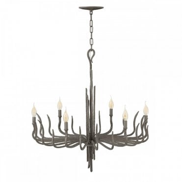 SPYRE 6 Light Chandelier Metallic Matte Bronze Hand Hammered Organic Arms