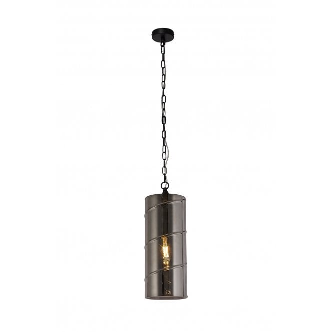 STACKER 1 Light E27 Ceiling Pendant Matt Black/Smoked Spiral Design