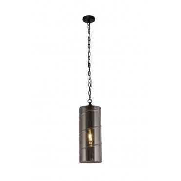 STACKER 1 Light E27 Ceiling Pendant Matt Black/Smoked Spiral Design