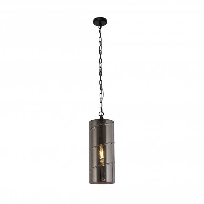 STACKER 1 Light E27 Ceiling Pendant Matt Black/Smoked Spiral Design