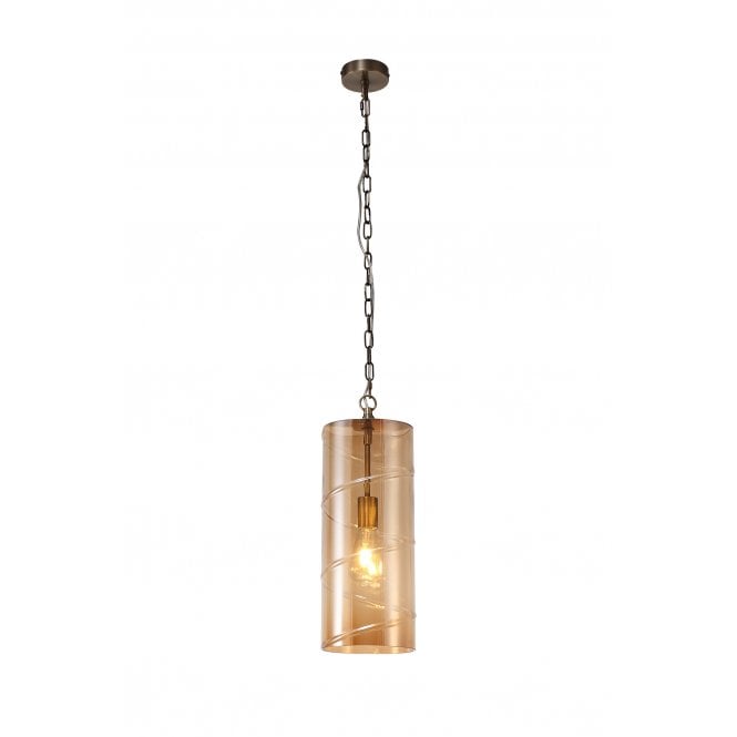 STACKER Ceiling Pendant Light Antique Brass/Amber Tube Light