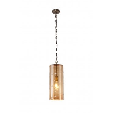 STACKER Ceiling Pendant Light Antique Brass/Amber Tube Light