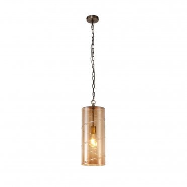 STACKER Ceiling Pendant Light Antique Brass/Amber Tube Light
