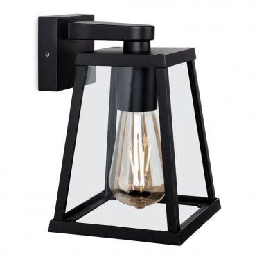 black industrial caged downward wall light